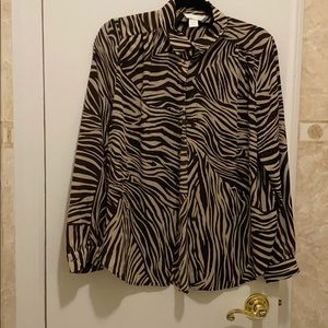 Zebra print button down